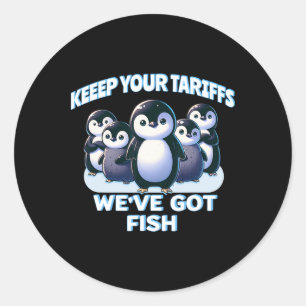 Adesivo Redondo Pinguins Cujos Pinguins Guardam Sua Ilha Tarifária