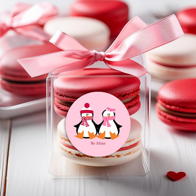 Adesivo Redondo Pinguins dias de os namorados (Criador carregado)