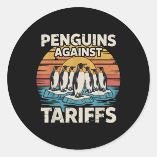 Adesivo Redondo Pinguins Engraçados Contra Tarifas Anti Tarifas Pe
