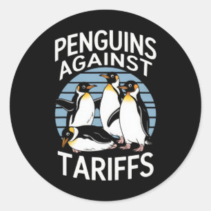 Adesivo Redondo Pinguins Engraçados Contra Tarifas Dia da Libertaç