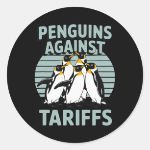 Adesivo Redondo Pinguins Engraçados Contra Tarifas Dia da Libertaç