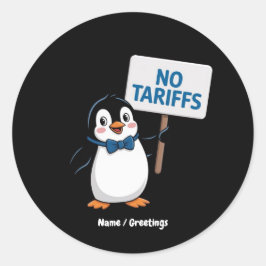 Adesivo Redondo Pinguins engraçados SEM TARIFAS Tributação Protest