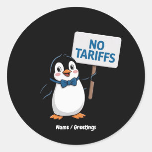 Adesivo Redondo Pinguins engraçados SEM TARIFAS Tributação Protest