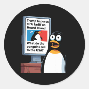 Adesivo Redondo Pinguins Engraçados Trump Injustiça Política Tarif