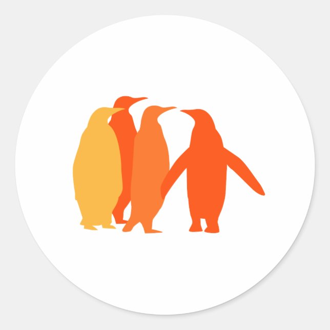 Adesivo Redondo Pinguins Laranja (Frente)