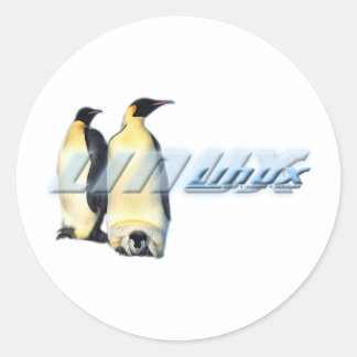 Adesivo Redondo Pinguins Linux