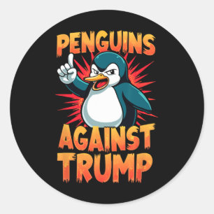 Adesivo Redondo Pinguins Pinguins Contra Pinguins Engraçados