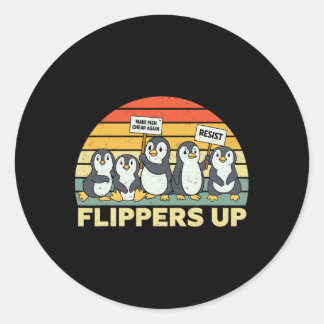 Adesivo Redondo Pinguins Pinguins Contra Pinguins Engraçados