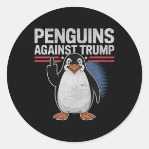 Adesivo Redondo Pinguins Pinguppers Para Cima Anti-Trump Resiste P
