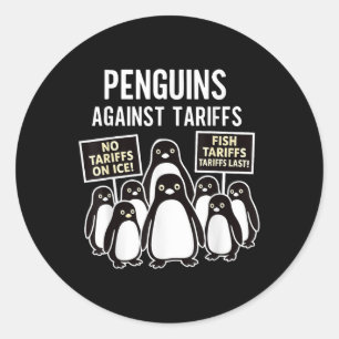 Adesivo Redondo Pinguins protestam contra Tarifas Engraçado Pingui