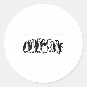 Adesivo Redondo Pinguins protestam contra Tarifas Engraçado Tar Pi