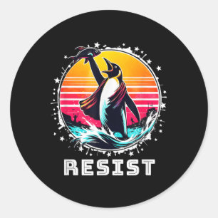 Adesivo Redondo Pinguins resistentes ao ativismo pinguim protestam