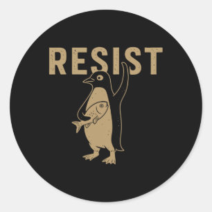 Adesivo Redondo Pinguins resistentes aos pinguins sutil antitrump
