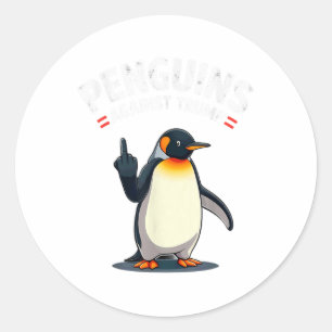 Adesivo Redondo Pinguins Sarcásticos Contra Trump