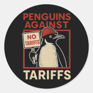 Adesivo Redondo Pinguins sem tarifas resistem a pinguins protestam