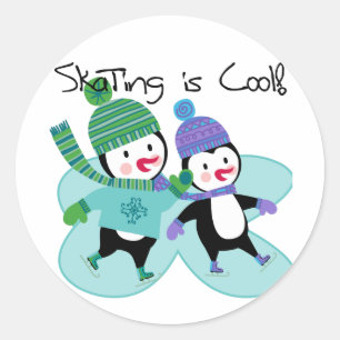 Adesivo Redondo Pinguins Skating é Legal