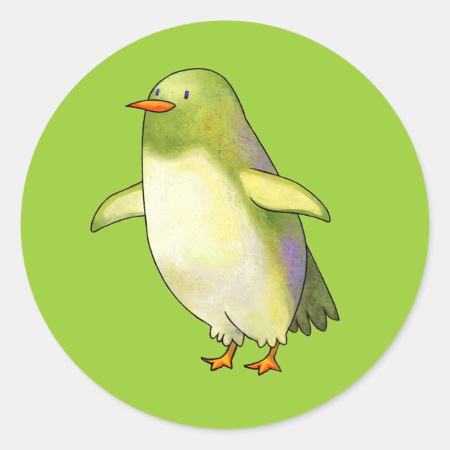 Adesivo Redondo Pinguins Verdes Pequenos (Frente)