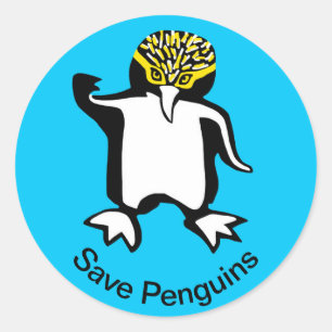 Adesivo Redondo PINGUINS - Vida selvagem - Azul