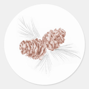 Adesivo Redondo Pinhas, cinza castanho, casamento no inverno