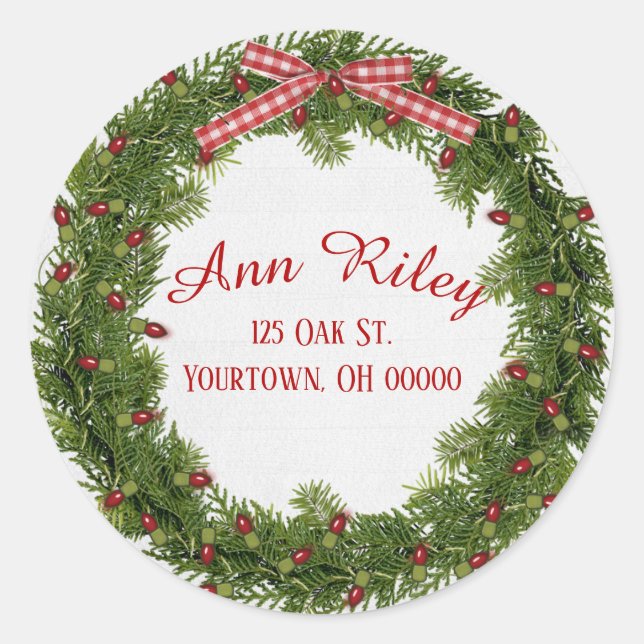 Adesivo Redondo Pinheira de Natal com luzes (Frente)