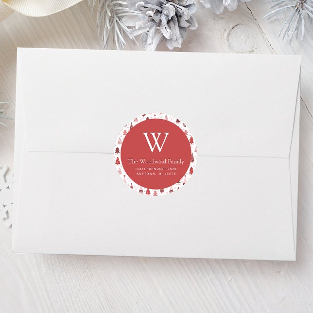 Adesivo Redondo Pinheira Scandi Pine Padrão Pink Endereço de Natal (Criador carregado)