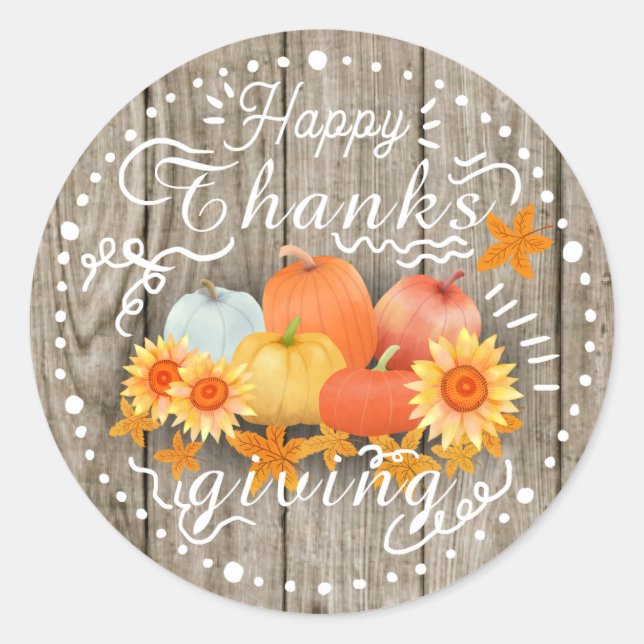 Adesivo Redondo Pinheiro de Abóbora de outono (Frente)