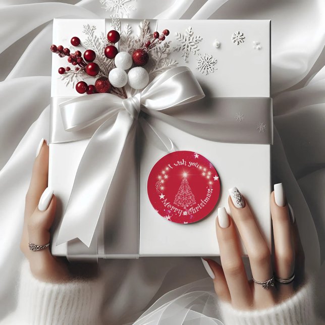 Adesivo Redondo Pinheiro de Natal Red Merry (Criador carregado)