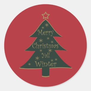 Adesivo Redondo Pinheiro decorado de Natal feliz