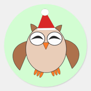 Adesivo Redondo Pinheiros de coruja de Natal