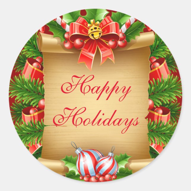 Adesivo Redondo Pinheiros de férias felizes (Frente)