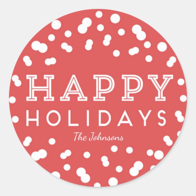 Adesivo Redondo Pinheiros de férias felizes (Frente)