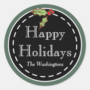 Adesivo Redondo Pinheiros de férias felizes