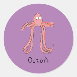 Adesivo Redondo Pinheiros de Octopus com Pi Day Math