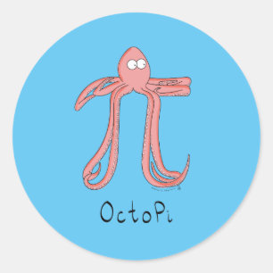Adesivo Redondo Pinheiros de Octopus com Pi Day Math