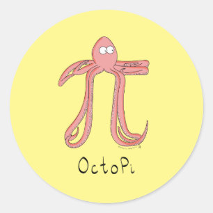 Adesivo Redondo Pinheiros de Octopus com Pi Day Math