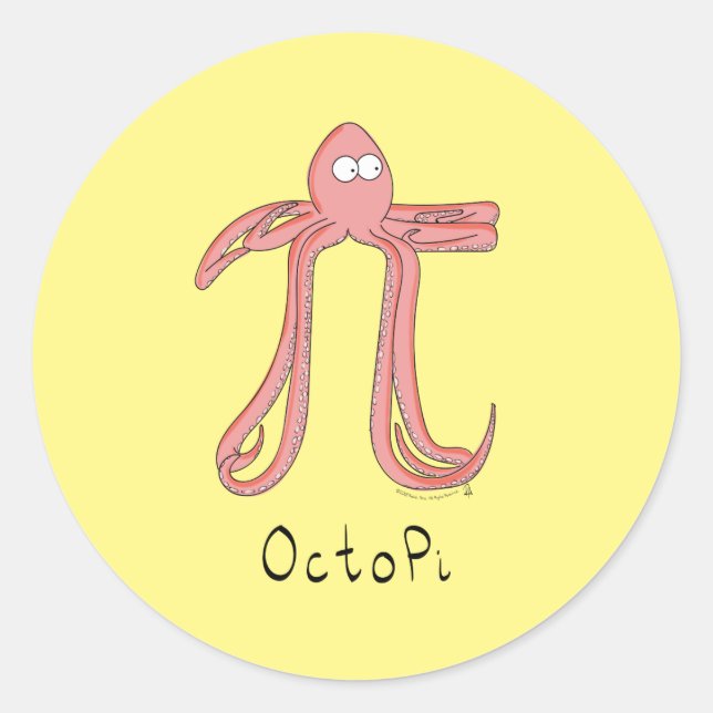 Adesivo Redondo Pinheiros de Octopus com Pi Day Math (Frente)