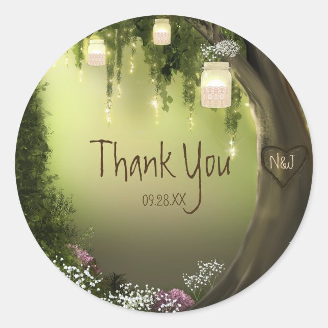 Adesivo Redondo Pinheiros-Favoritos de Jardim Florestal Encantado  (Frente)