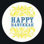 Adesivo Redondo Pinheiros Feriados Felizes de Hanukkah<br><div class="desc">Feliz Hanukkah!</div>