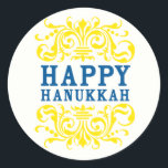 Adesivo Redondo Pinheiros Feriados Felizes de Hanukkah<br><div class="desc">Feliz Hanukkah!</div>