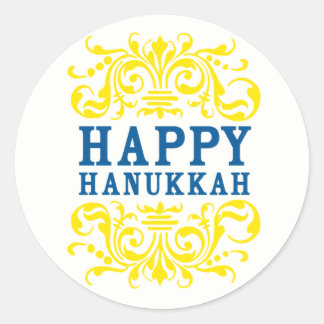 Adesivo Redondo Pinheiros Feriados Felizes de Hanukkah