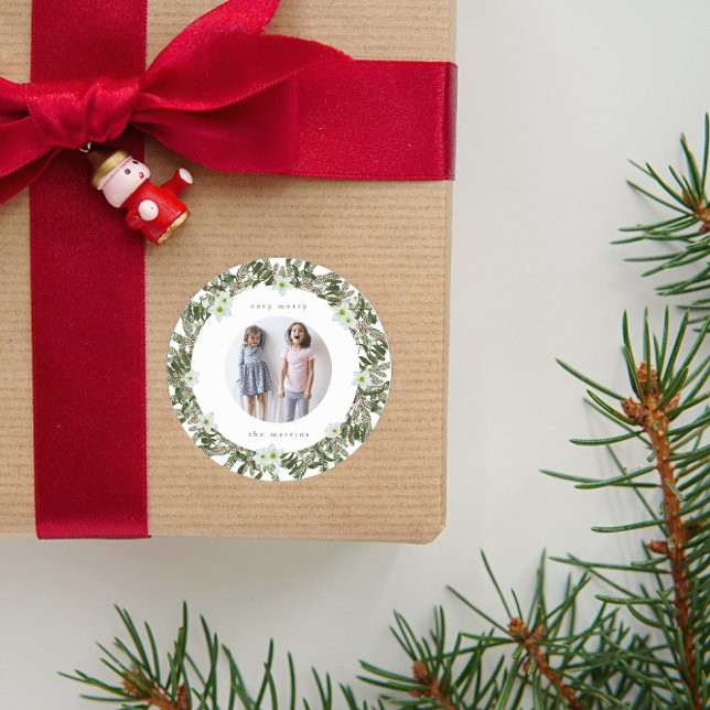 Adesivo Redondo Pinheiros muito Felizes e Floral de inverno no Nat (Criador carregado)