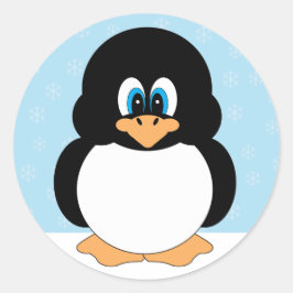 Adesivo Redondo Pinheiros Pinguins de Cartoon Bonitos