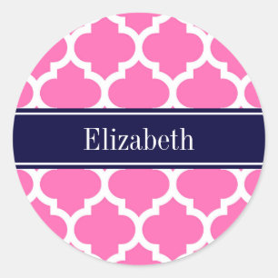 Adesivo Redondo Pink2 os azuis marinhos brancos quentes do