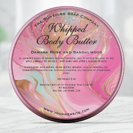 Adesivo Redondo Pink and Gold Glitter Body Butter Jar Label
