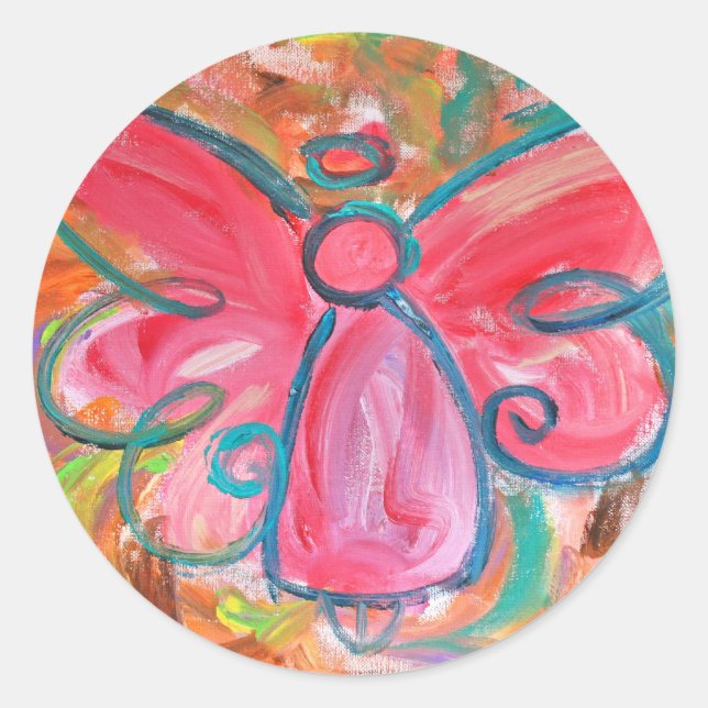 Adesivo Redondo Pink Angel Sticker (Frente)