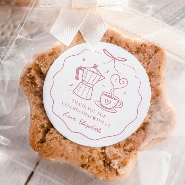 Adesivo Redondo Pink Baby Is Brewing Coffee Thank You (Criador carregado)