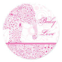 Pink Baby Love Elepher Sticker