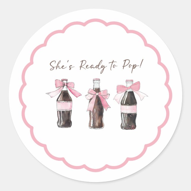 Adesivo Redondo Pink Baby Soda Ready to POP Round Sticker (Frente)
