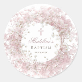 Adesivo Redondo pink baby's breath Baptism