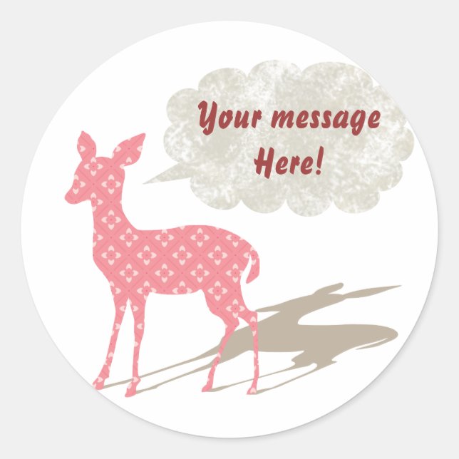Adesivo Redondo Pink Bambi All Purpose Custom Sticker (Frente)